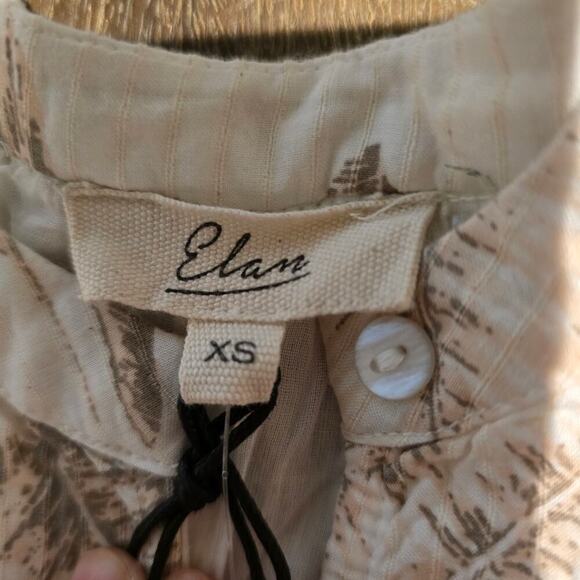 Elan Beige Feather Print Bubble Sleeve Romper Sz XS - Picture 10 of 11